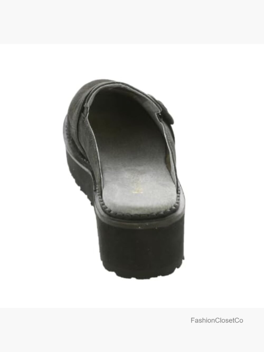 Suede Slip-On Mule with Buckle Strap Detail, Platform Heel - Picture 6 of 6
